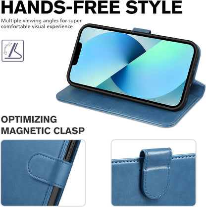 Wallet Case for Iphone 13 (6.1") 2021, Flip Stand, Lake Blue | RFID Blocking, 3 Card Holders, Kickstand, PU Leather, Shockproof TPU Shell, Magnetic Closure, Protective Folio Cover